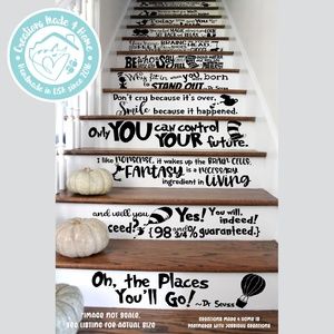 Dr. Seuss Stairs Quote - Set of 12 Vinyl Decals